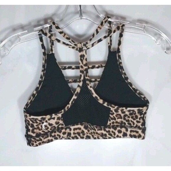 Zyia Active Sports Bra Sz S Strappy Stretch Leopard Animal Print Mesh Racerback - Picture 5 of 7